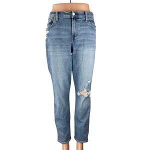 Gap True Skinny Mid Rise Women's Blue Distressed Ankle Denim Jeans Size 33